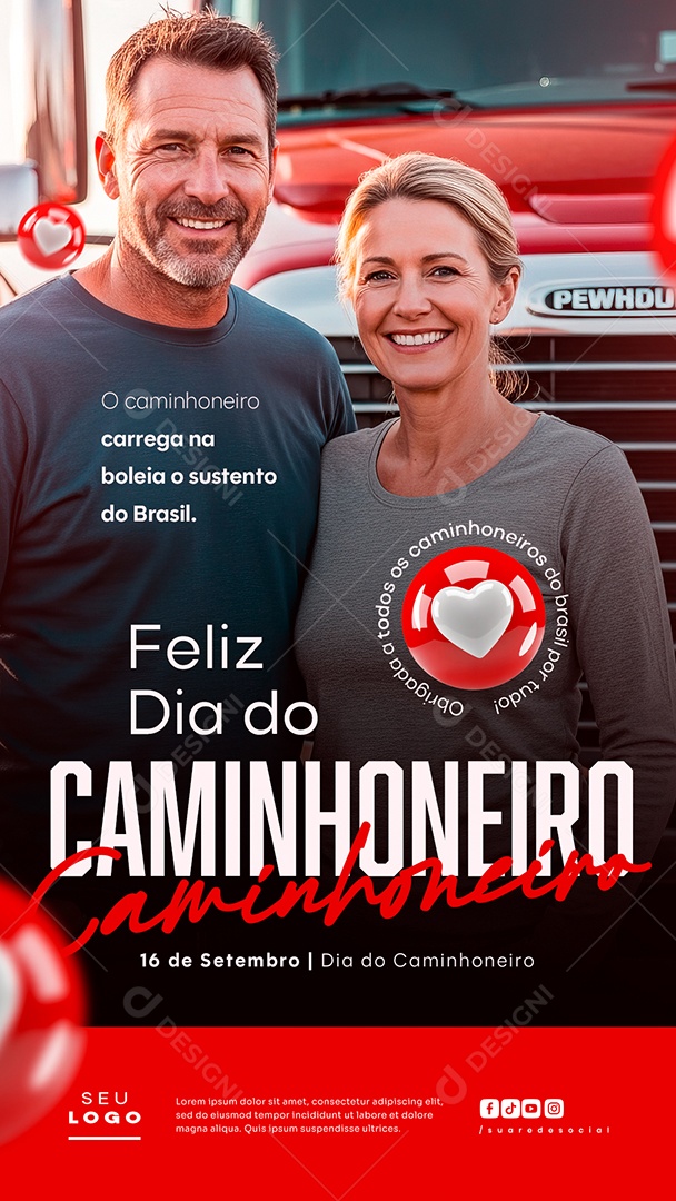 Story Feliz Dia do Caminhoneiro 16 de Setembro Social Media PSD Editável