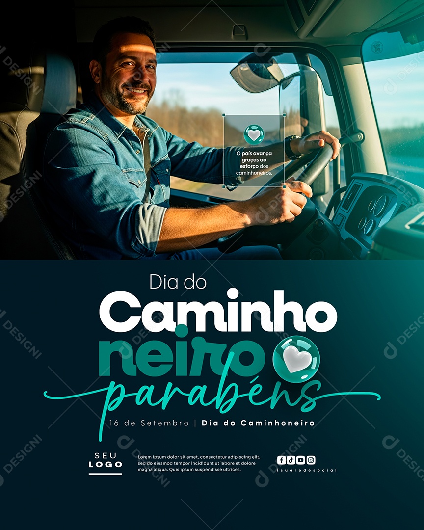 Dia do Caminhoneiro 16 de Setembro Social Media PSD Editável