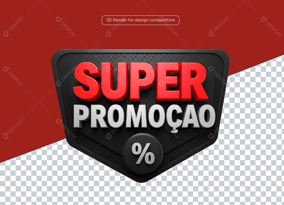 Elemento 3D Super Promoção para Compoaição PSD