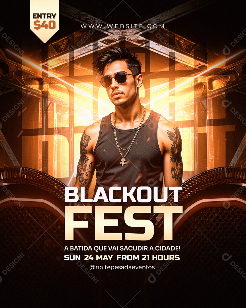 Feed Flyer Blackout Fest Social Media PSD Editável