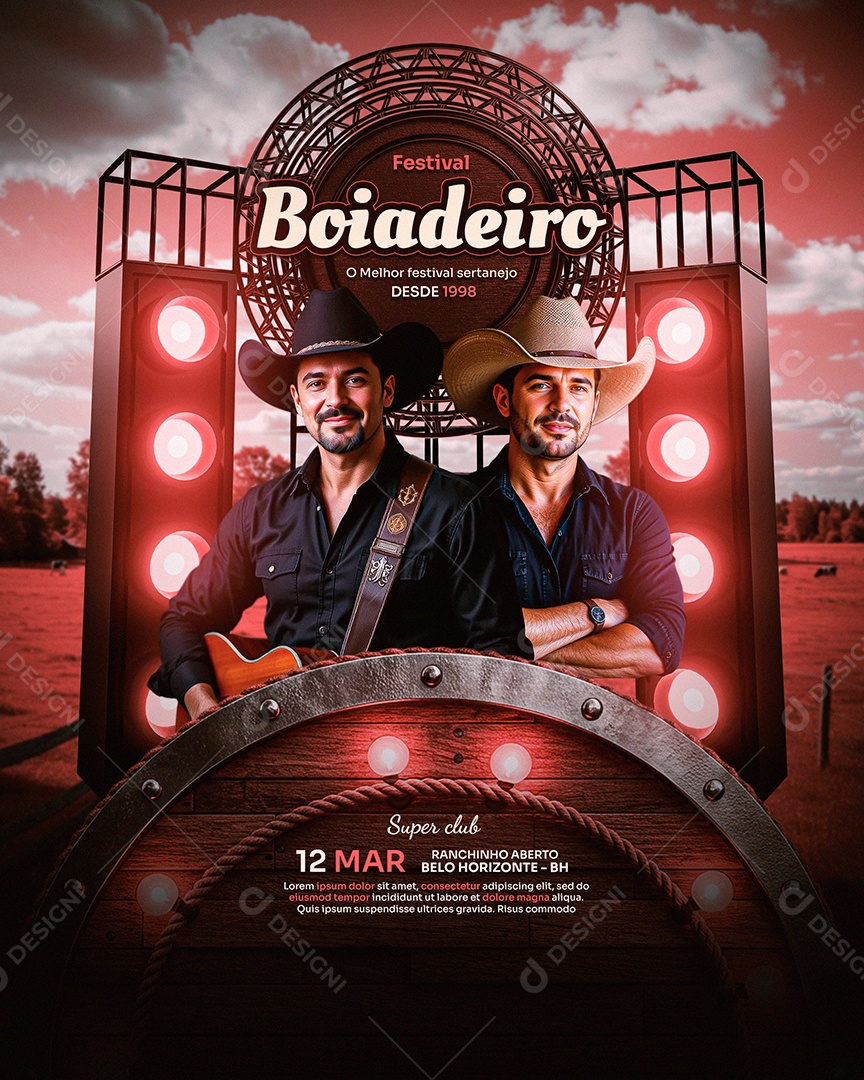 Feed Flyer Boiadeiro Fesival Social Media PSD Editável