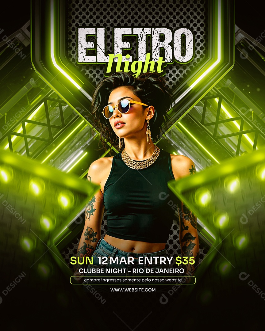 Feed Flyer Eletro Night Social Media PSD Editável