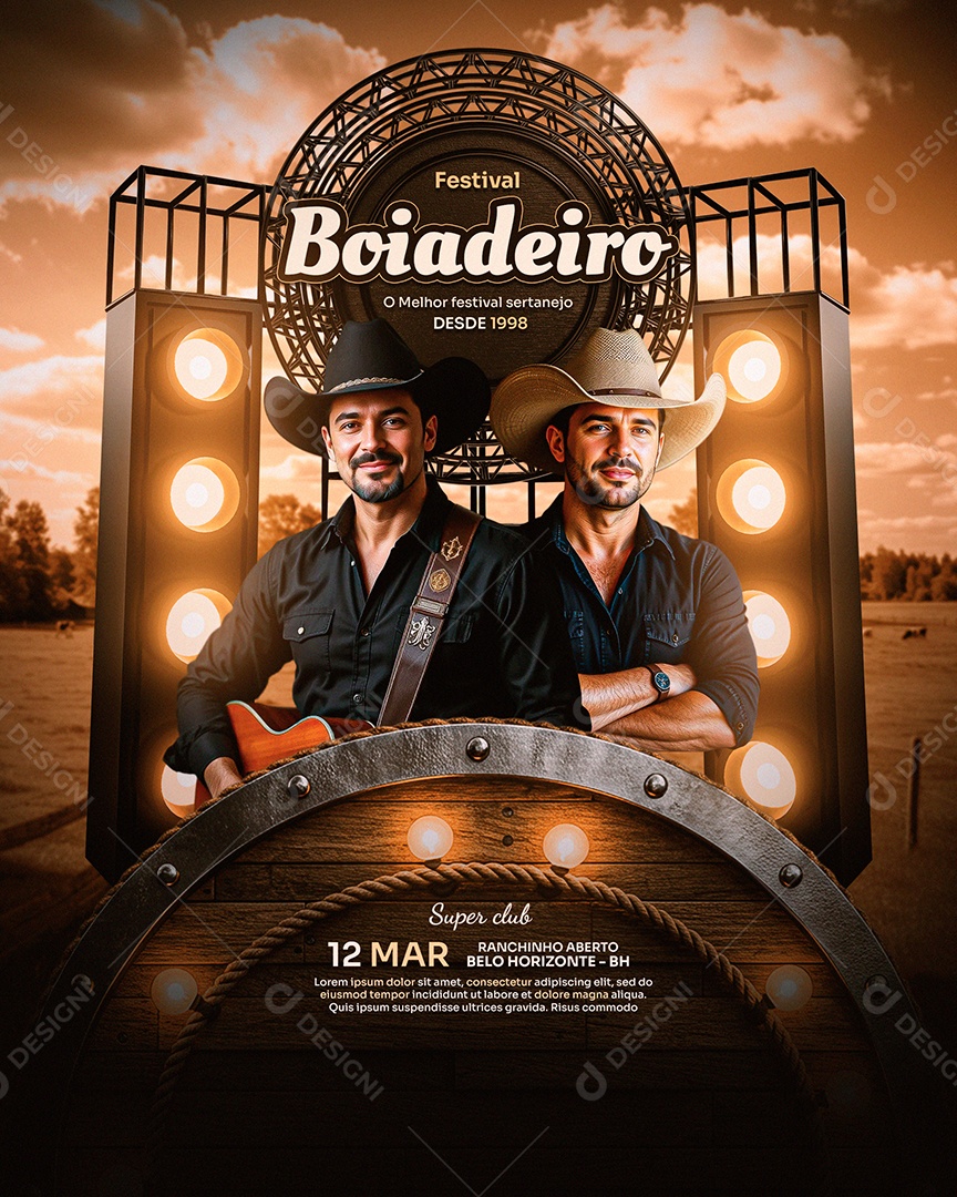 Feed Flyer Fesival Boiadeiro Social Media PSD Editável