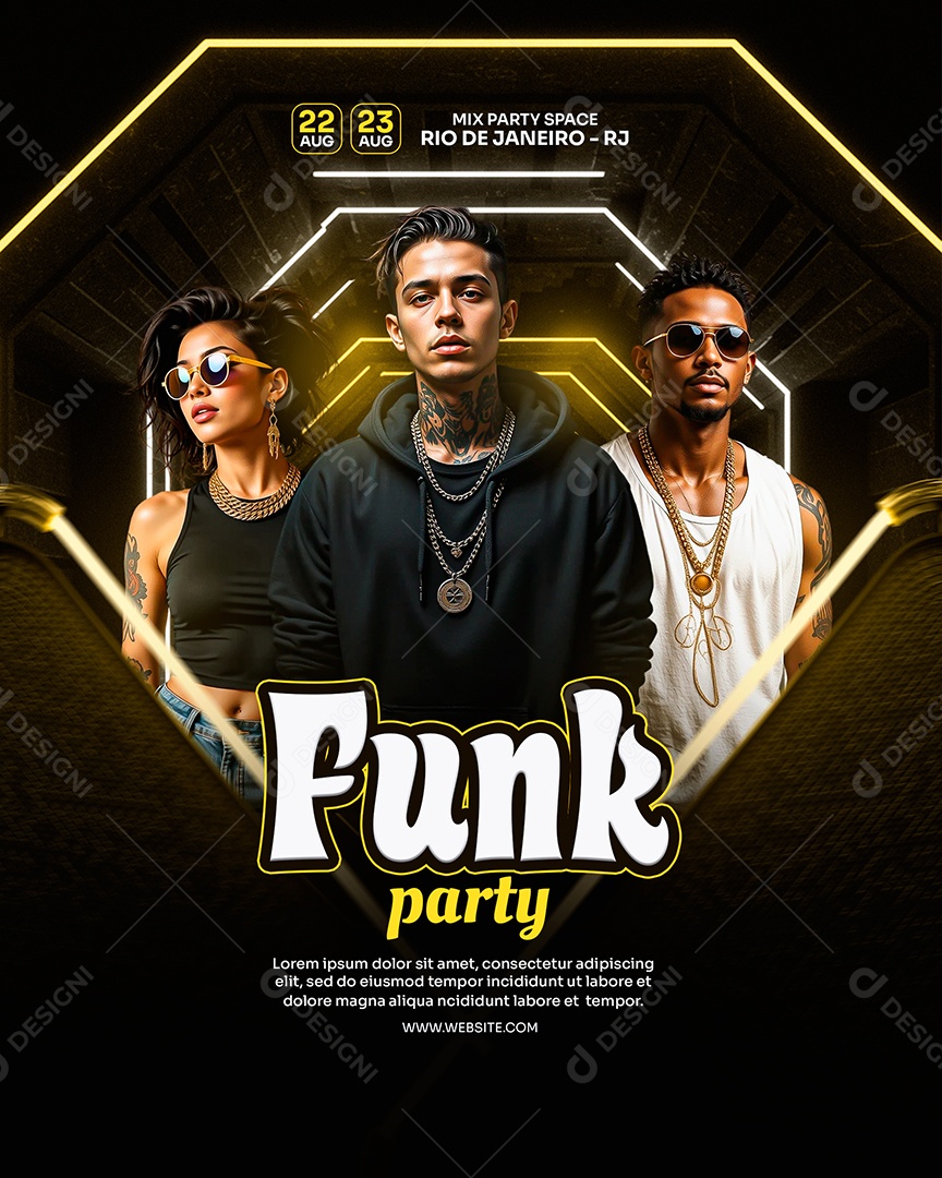 Feed Flyer Funk Party Social Media PSD Editável