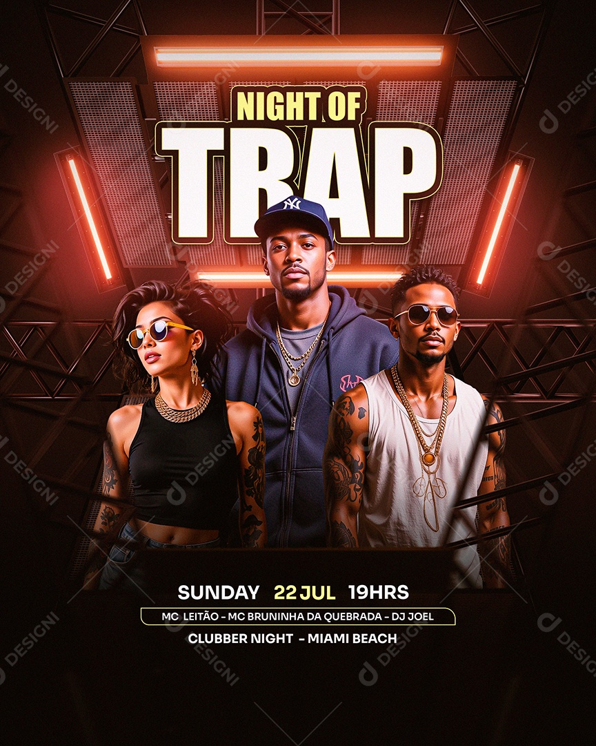 Feed Flyer Night Of Trap Social Media PSD Editável