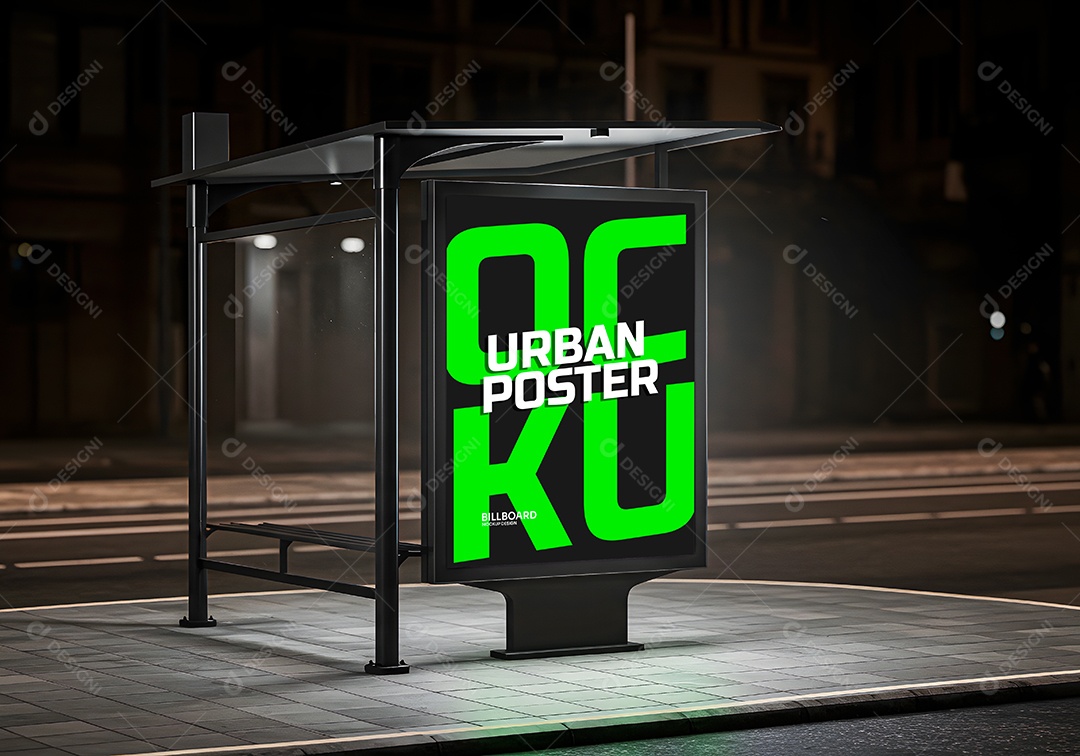 Mockup de Ponto de Ônibus para Composição PSD