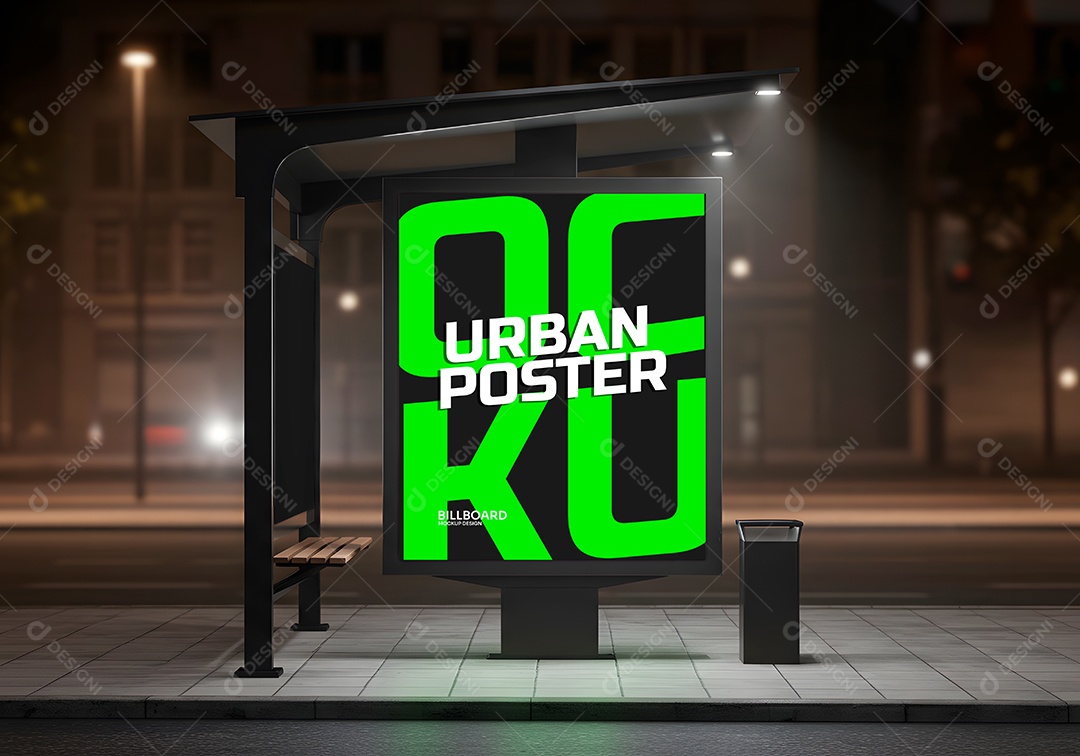 Mockup de Ponto de Ônibus para Composição PSD