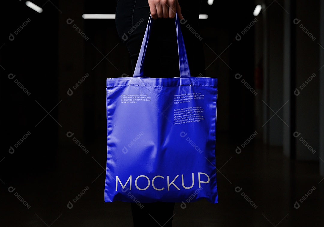 Mockup de Sacola de Compras Azul para Composição PSD