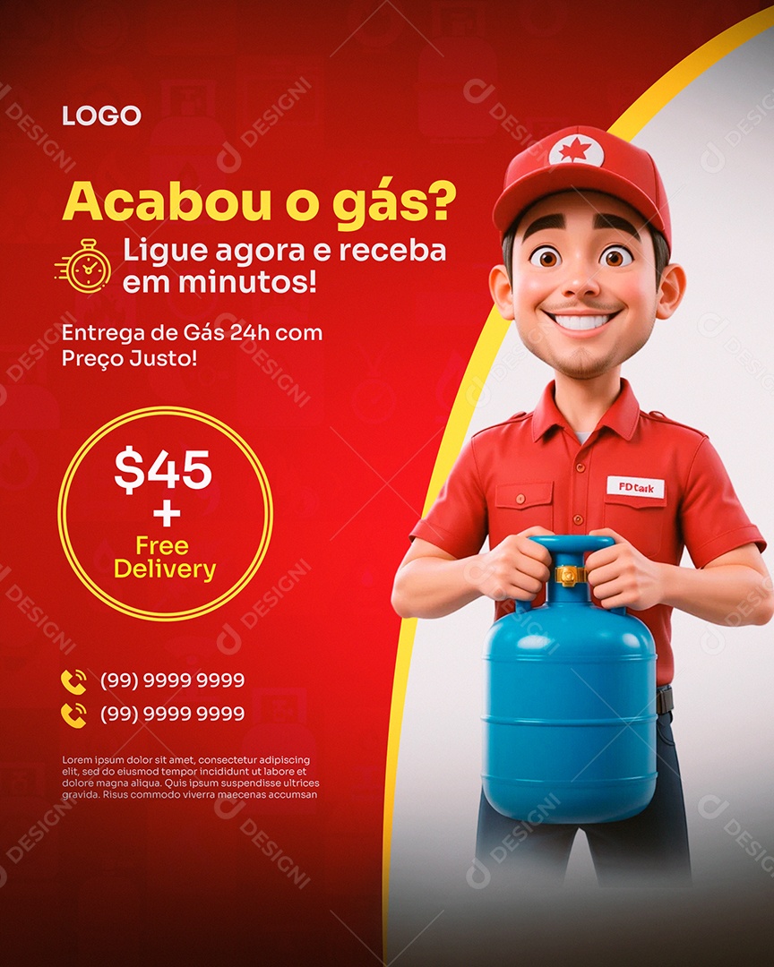 Post Feed Gás Acabou o Gás Social Media PSD Editável