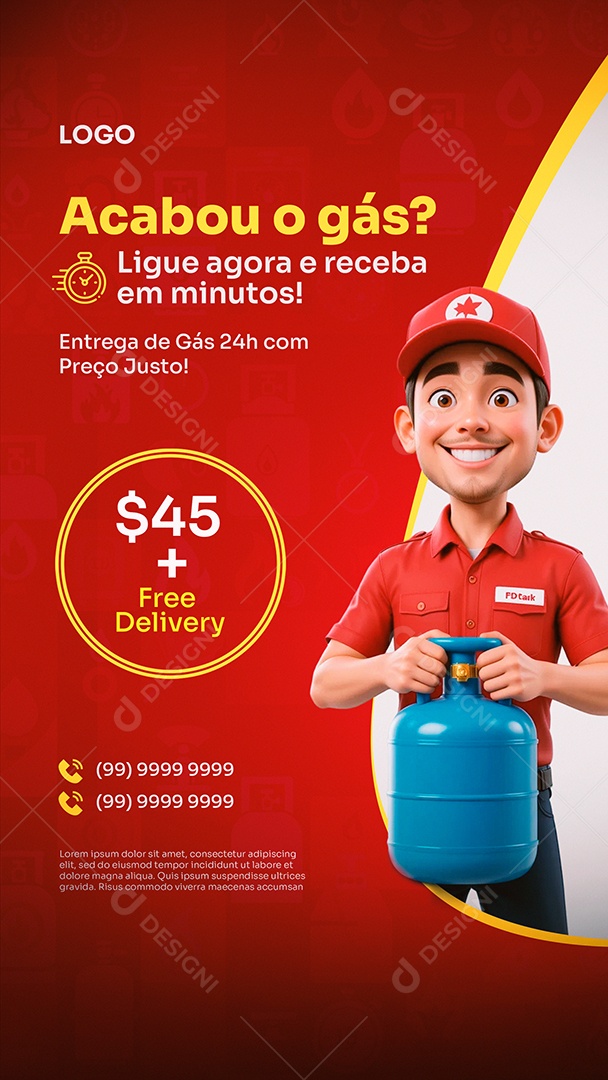 Post Story Gás Acabou o Gás Social Media PSD Editável