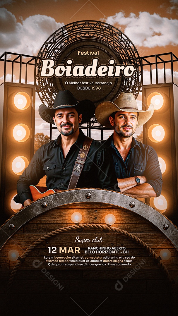 Story Flyer Boiadeiro Fesival Marrom Social Media PSD Editável