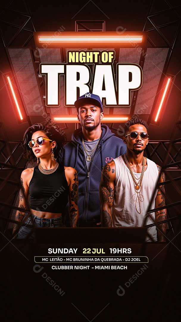 Story Flyer Night Of Trap Social Media PSD Editável