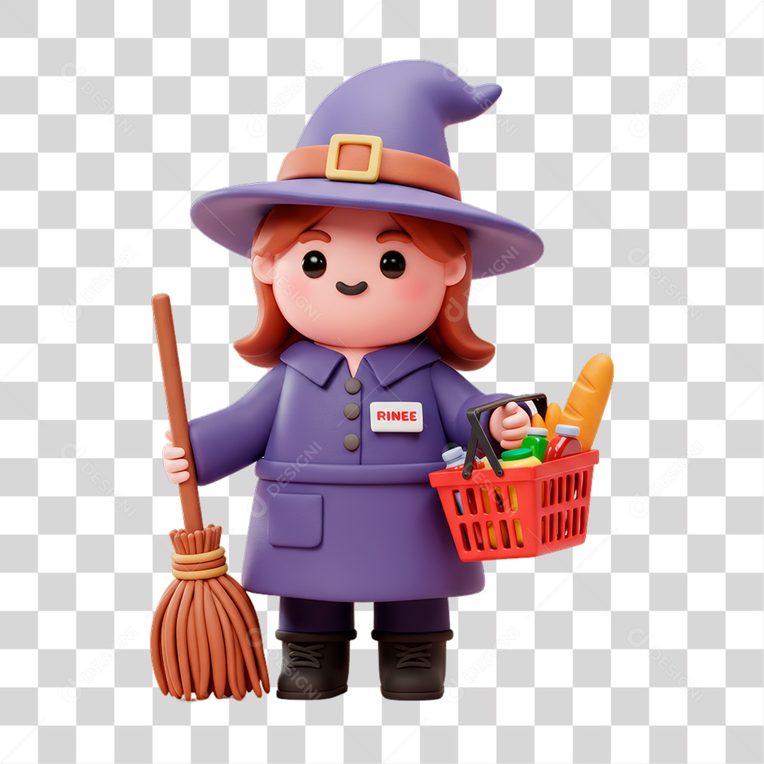 Personagem 3D de Halloween Bruxa PNG Transparente