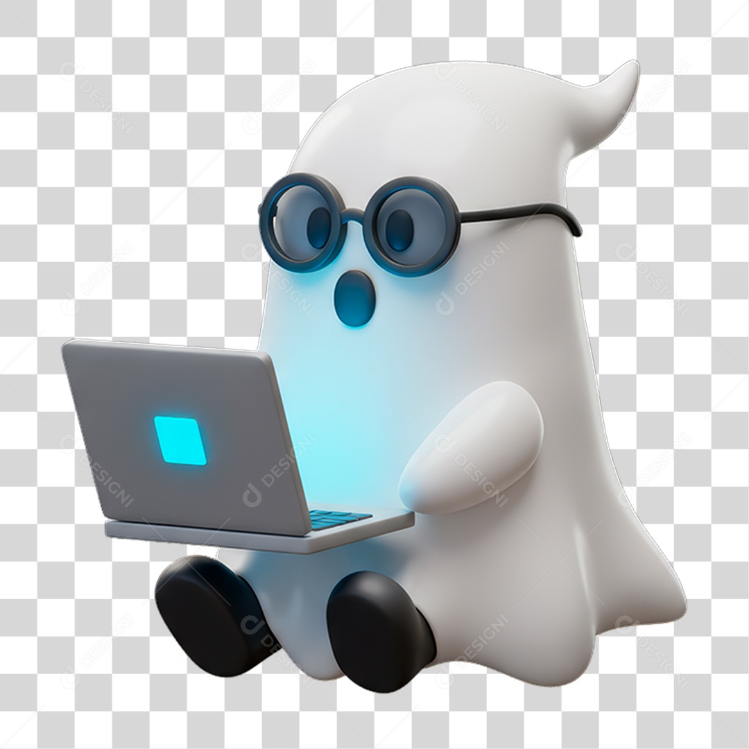 Personagem 3D Fantasma de Halloween PNG Transparente