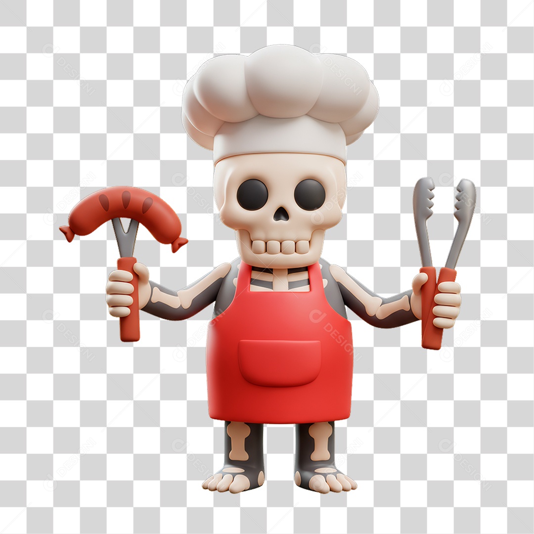 Personagem 3D de Halloween Esqueleto PNG Transparente