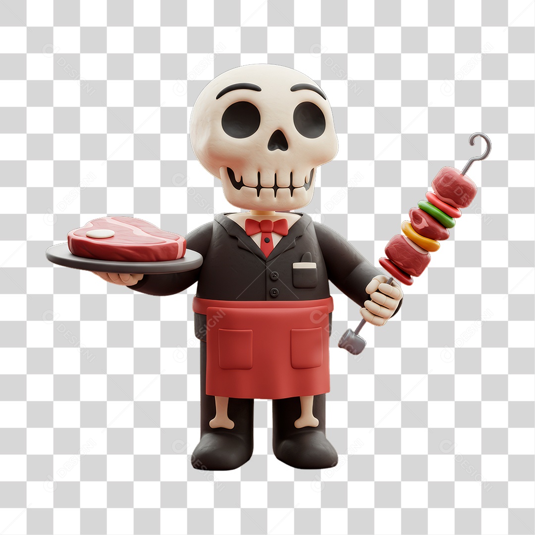 Personagem 3D de Halloween Esqueleto PNG Transparente