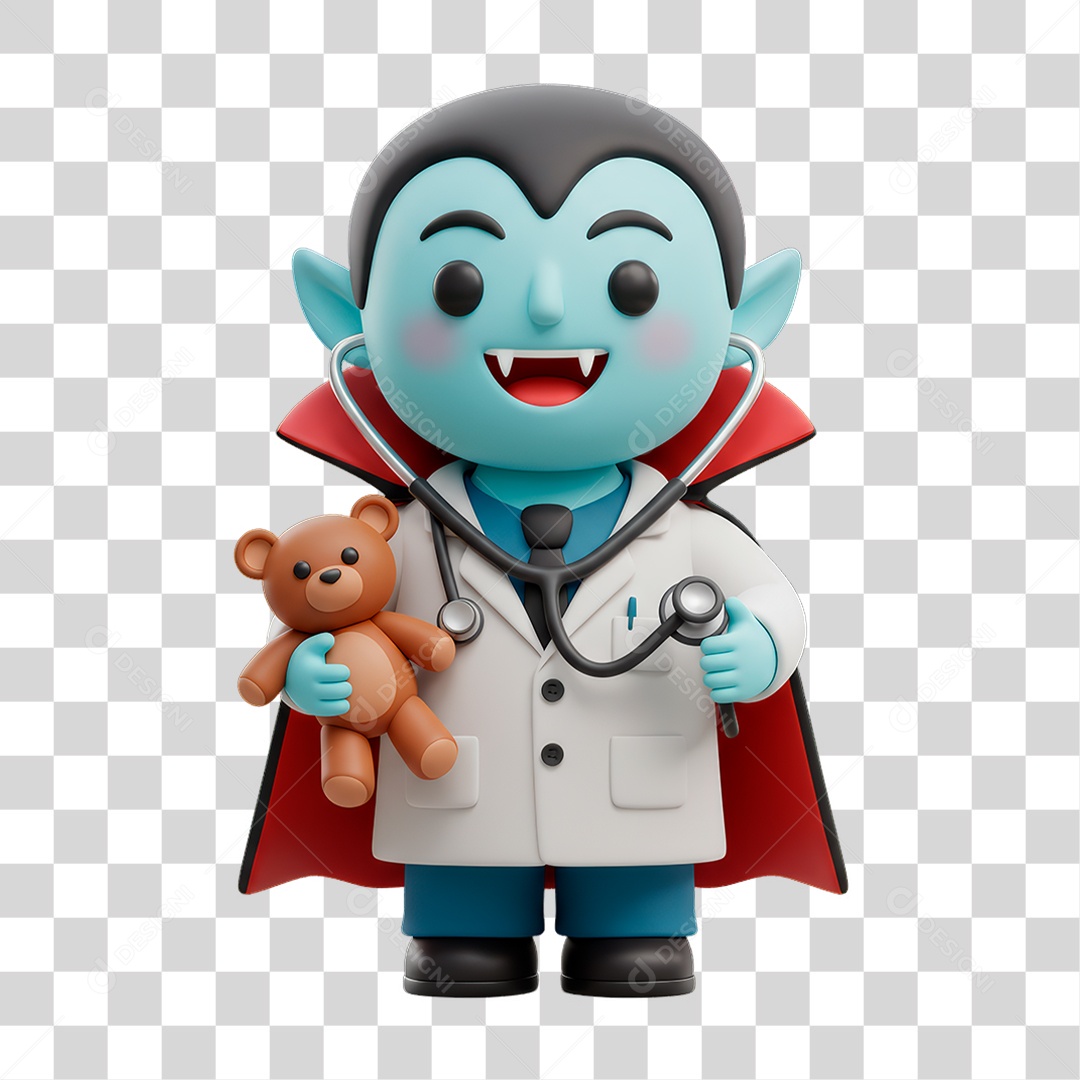 Personagem 3D de Halloween Drácula Médico PNG Transparente
