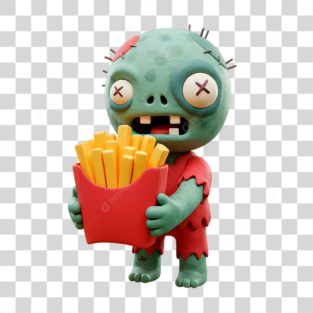 Personagem 3D de Halloween Zumbi PNG Transparente