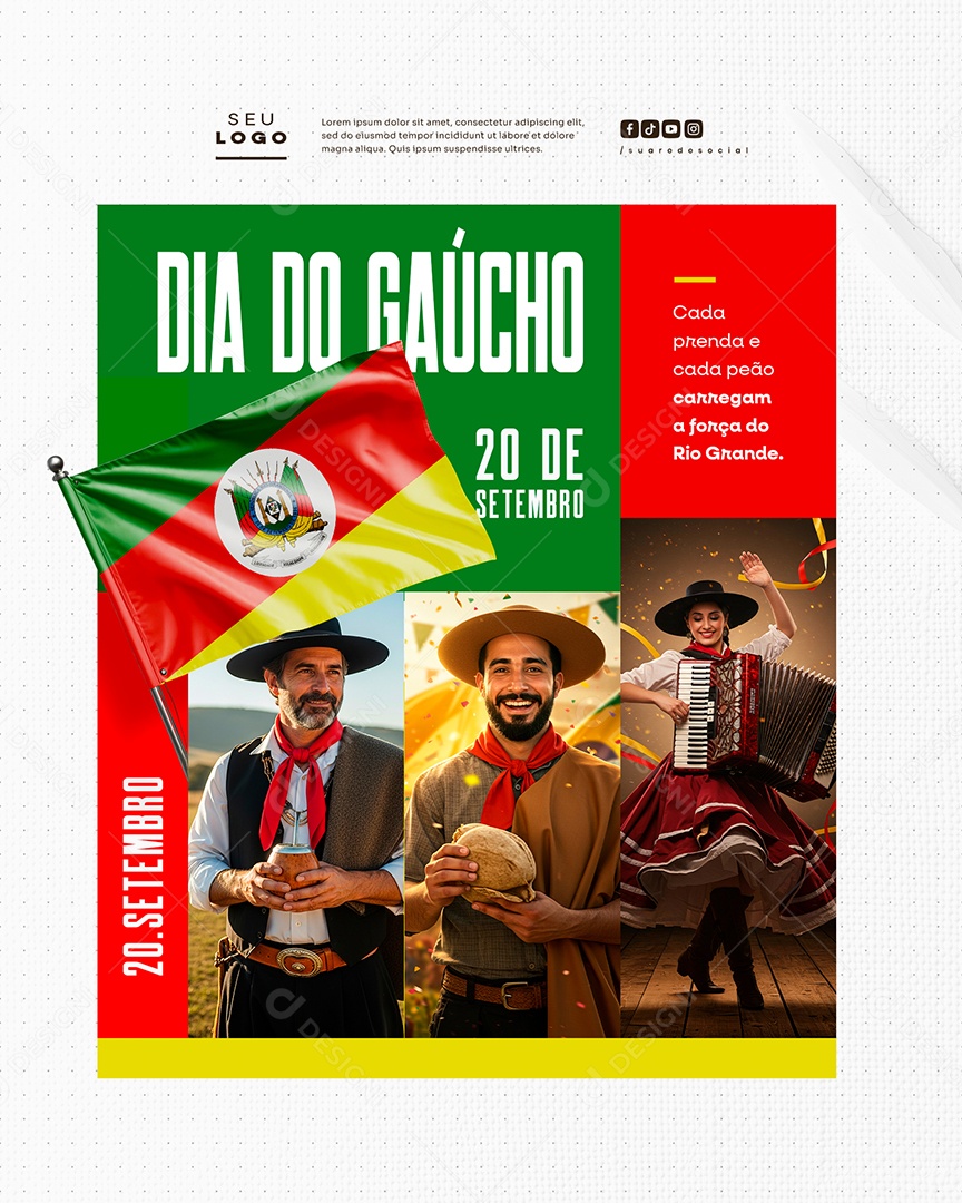 Dia do Gaúcho 20 de Setembro Social Media PSD Editável