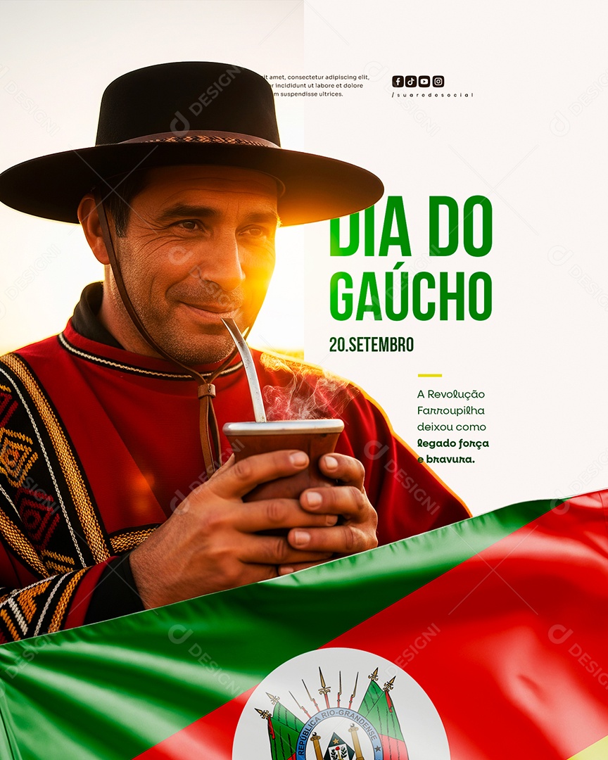 Dia do Gaúcho 20 de Setembro Social Media PSD Editável