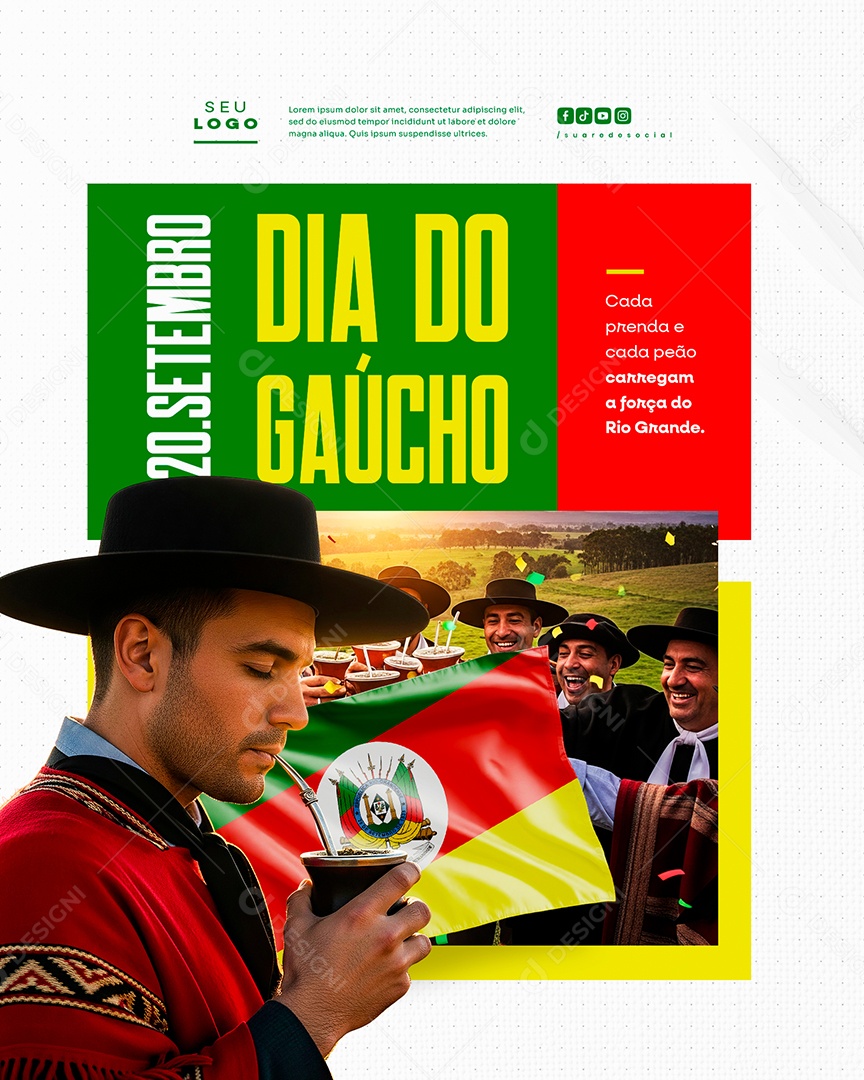 Dia do Gaúcho 20 de Setembro Social Media PSD Editável