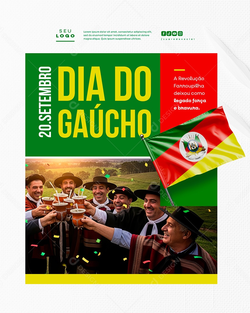 Dia do Gaúcho 20 de Setembro Social Media PSD Editável
