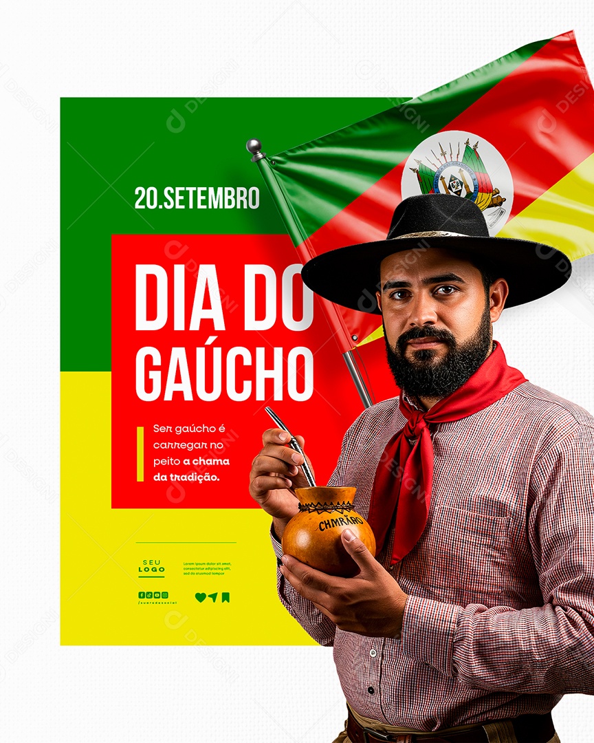 Dia do Gaúcho 20 de Setembro a Chama da Tradição Social Media PSD Editável