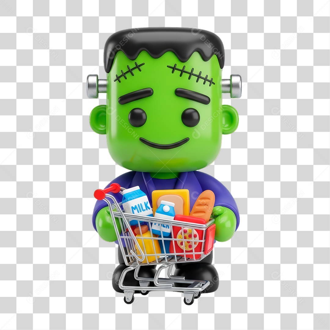 Personagem 3D de Halloween Frankenstein PNG Transparente
