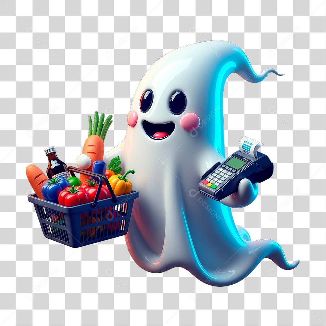 Personagem 3D de Halloween Fantasma PNG Transparente