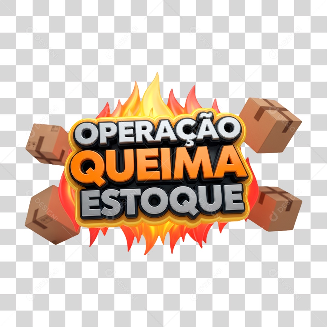 Selo 3D Operação Queima Estoque PNG Transparente