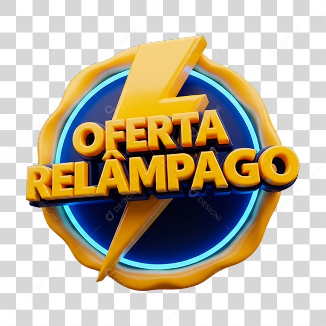 Selo 3D Oferta Relâmpago PNG Transparente