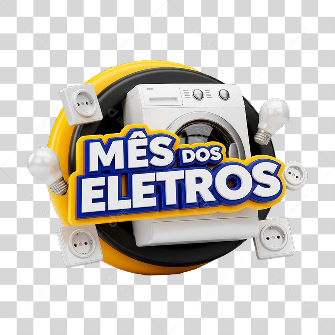 Selo 3D Mês dos Eletros PNG Transparente