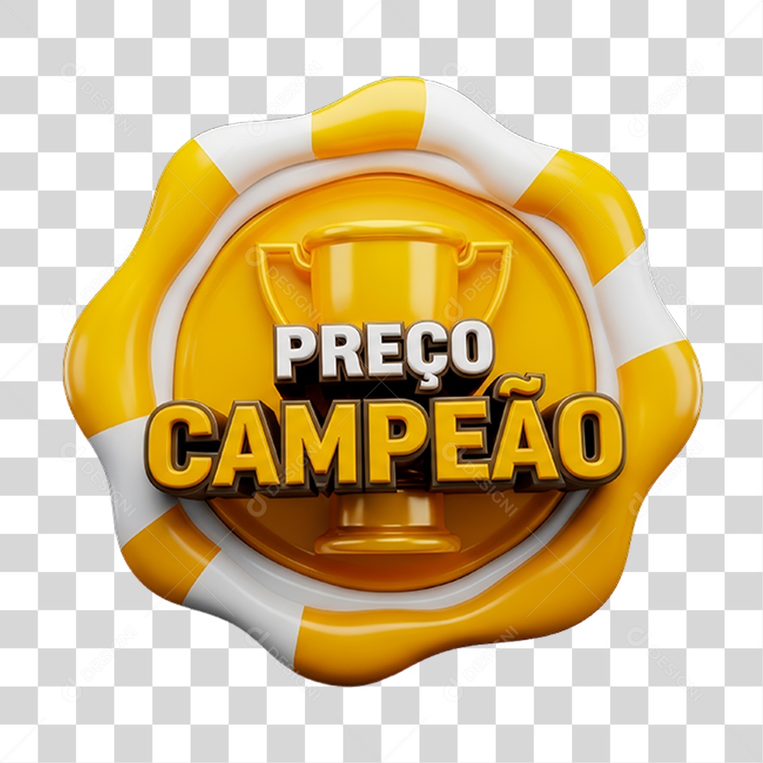 Selo 3D Preço Campeão PNG Transparente