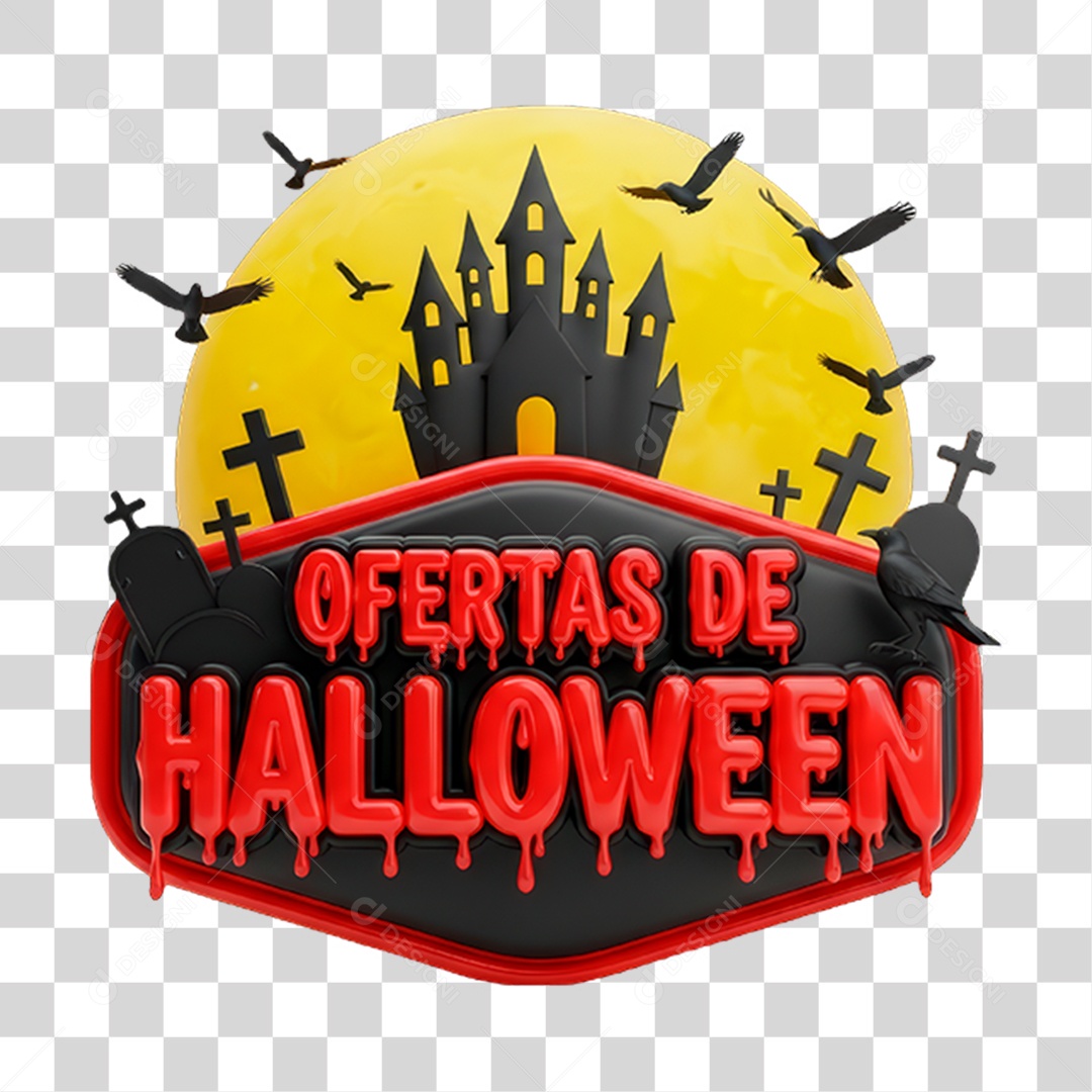 Selo 3D Ofertas de Halloween PNG Transparente