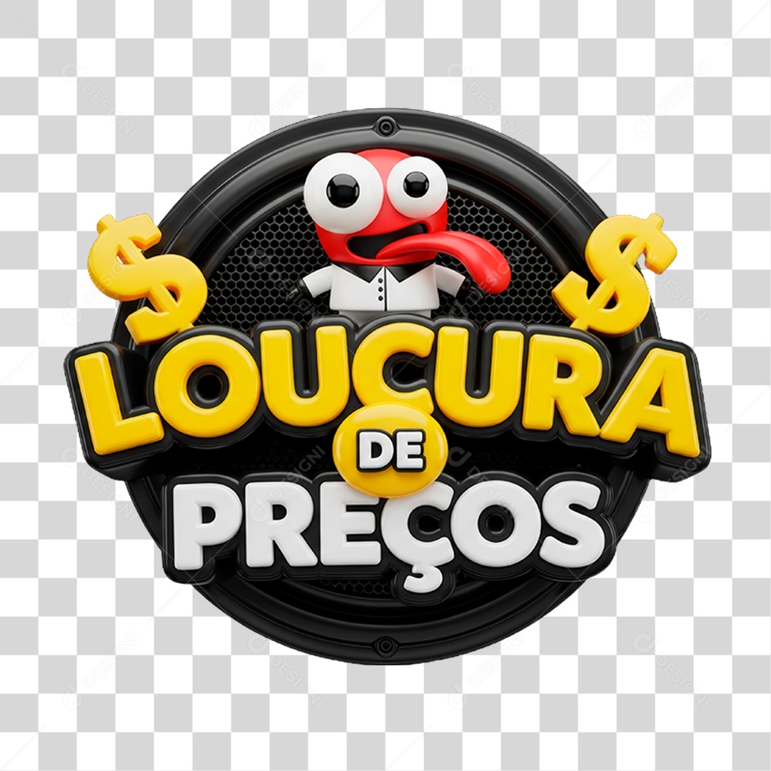 Selo 3D Loucura de Preço PNG Transparente