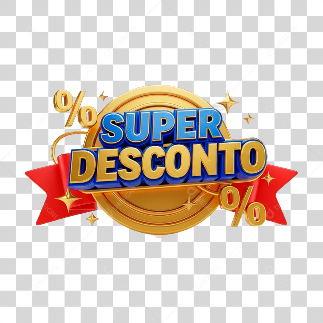 Selo 3D Super Desconto PNG Transparente