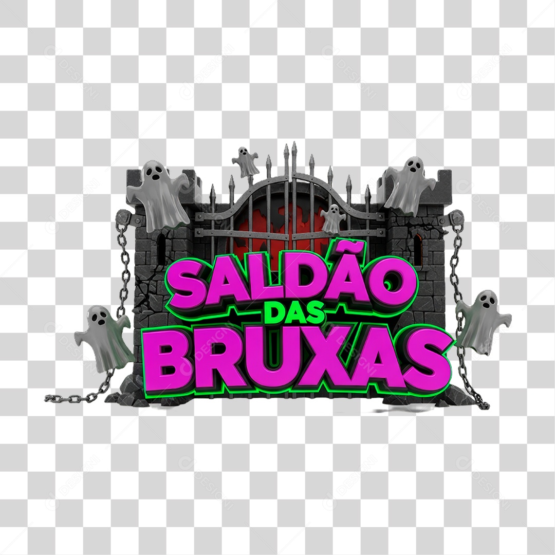 Selo 3D Saldão das Bruxas PNG Transparente