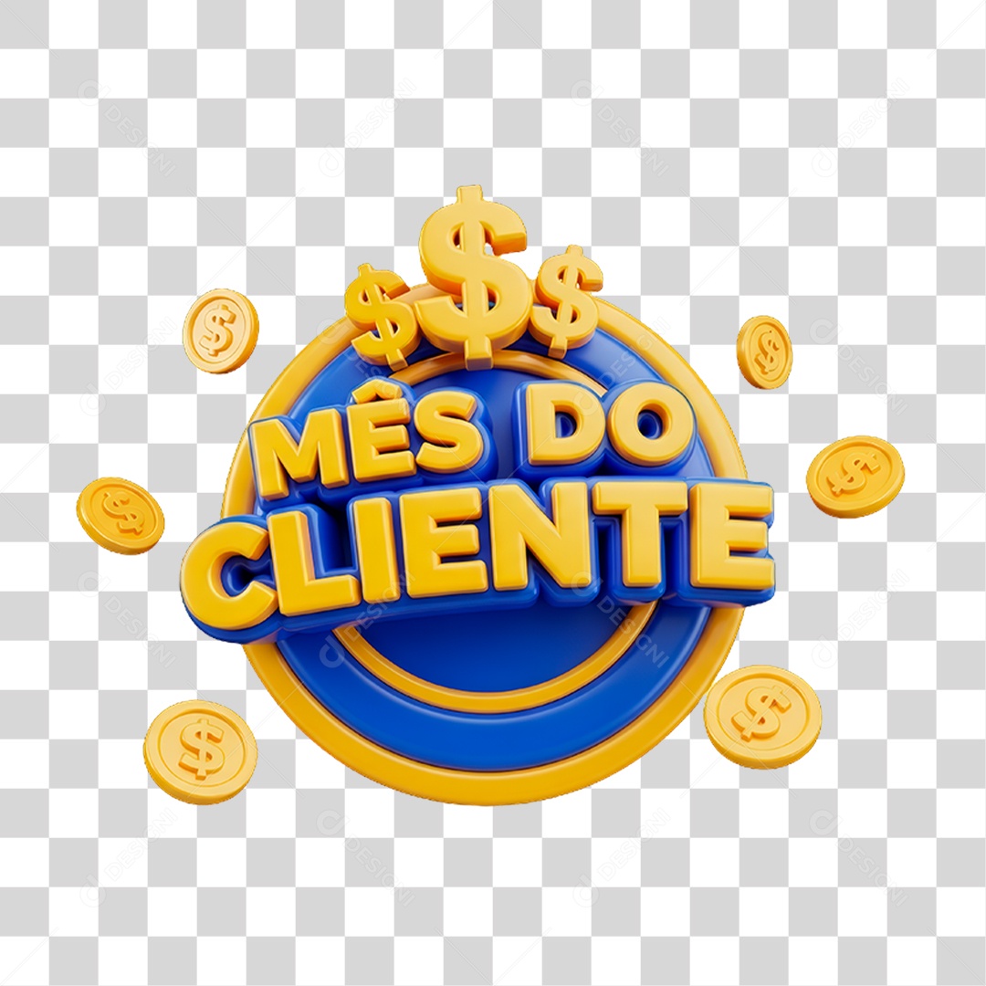 Selo 3D Mês do Cliente PNG Transparente
