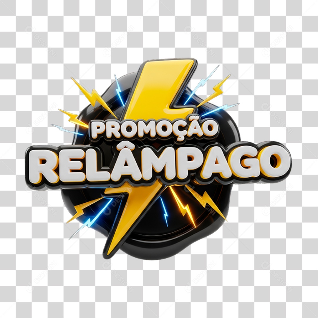 Selo 3D Promoção Relâmpago PNG Transparente