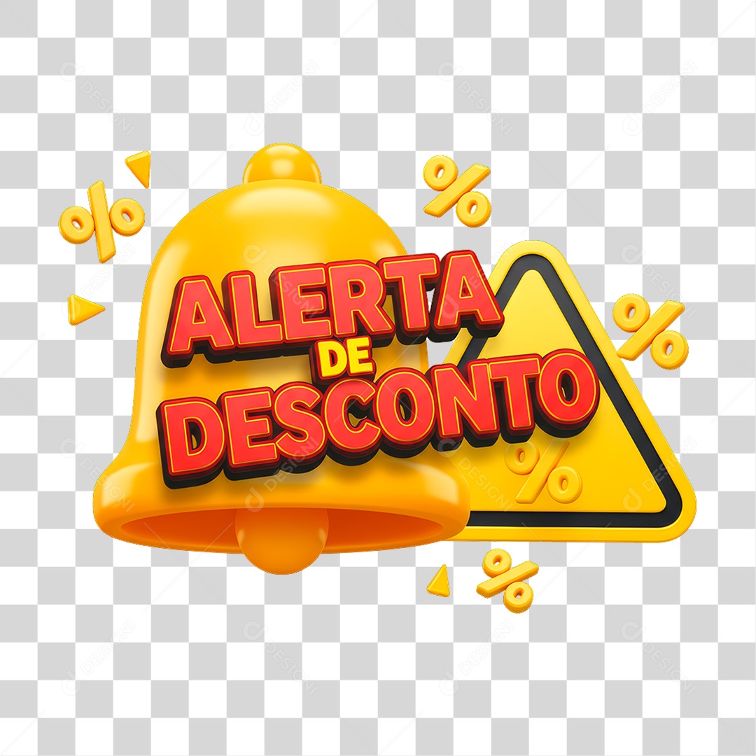 Selo 3D Alerta de Desconto PNG Transparente