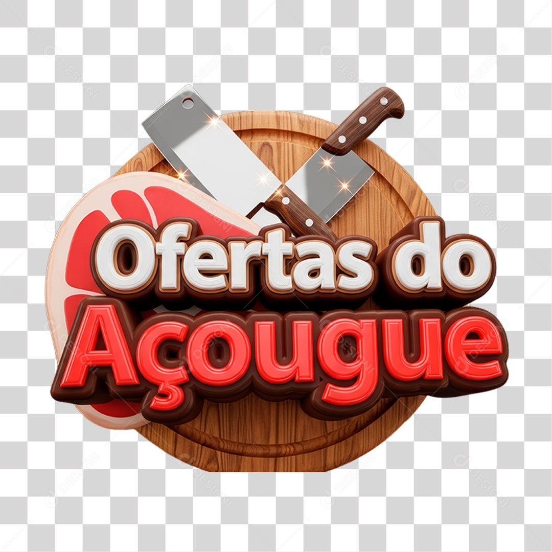 Selo 3D Ofertas do Açougue PNG Transparente