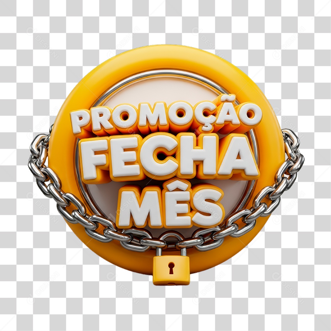 Selo 3D Promoção Fecha Mês PNG Transparente