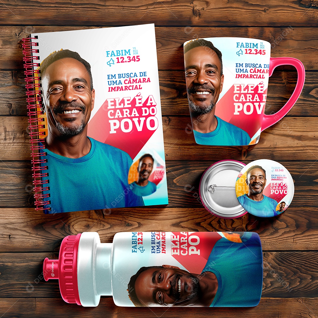 Mockup Brindes Campanha Eleitoral PSD Editável