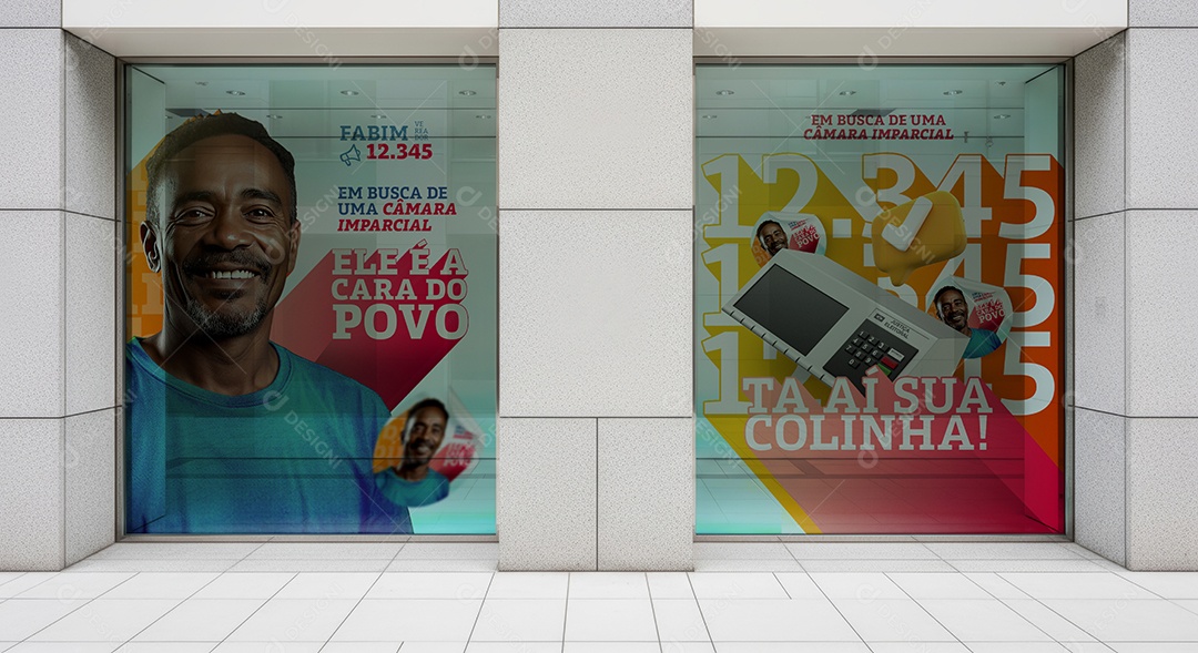 Mockup Fachada Vitrine Vidro Jateado PSD Editável