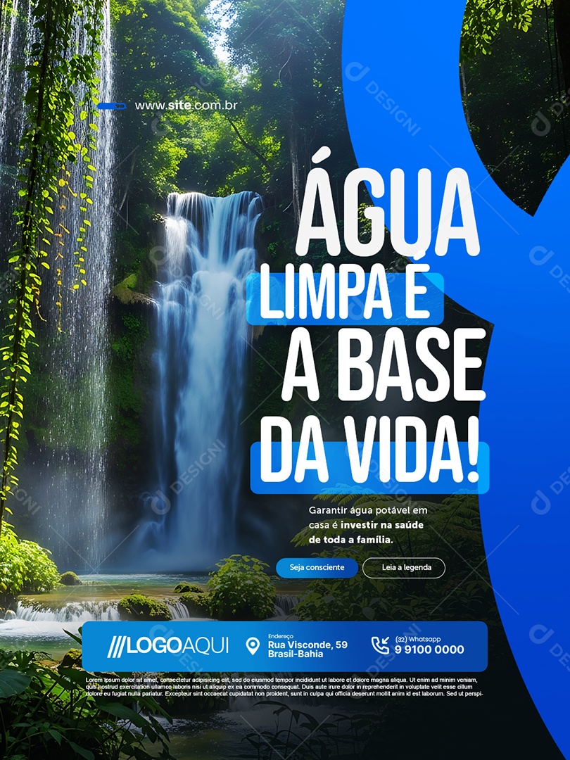 Concessionária de Água Limpa e a Base da Vida Social Media PSD Editável