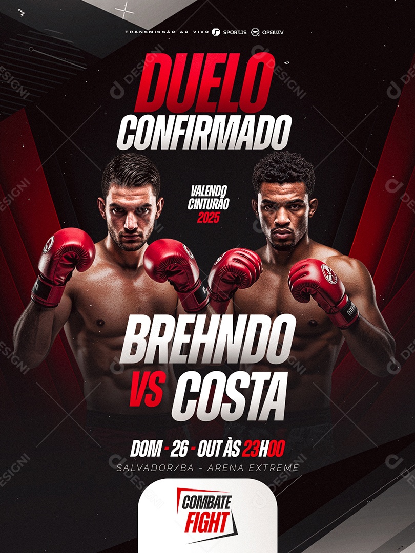 Campeonato de Luta Duelo Confirmado Social Media PSD Editável