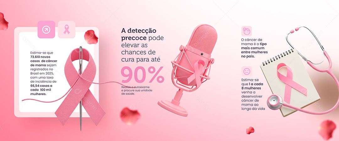 Carrossel Outubro Rosa A Detecção Precoce Pode Elevar as Chances de Cura Social Media PSD Editável