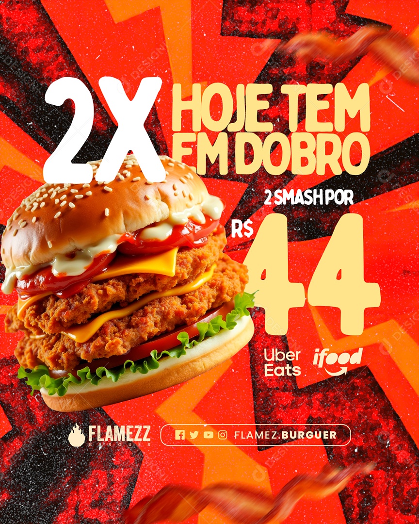 Hamburgueria Hoje Tem em Dobro Social Media PSD Editável