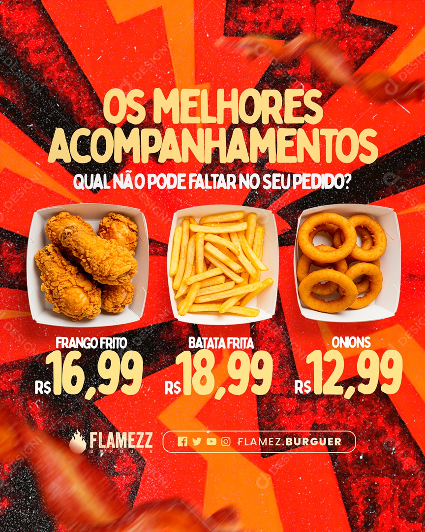Hamburgueria Os Melhores Acompanhamentos Frang Frito Batata Frita Social Media PSD Editável