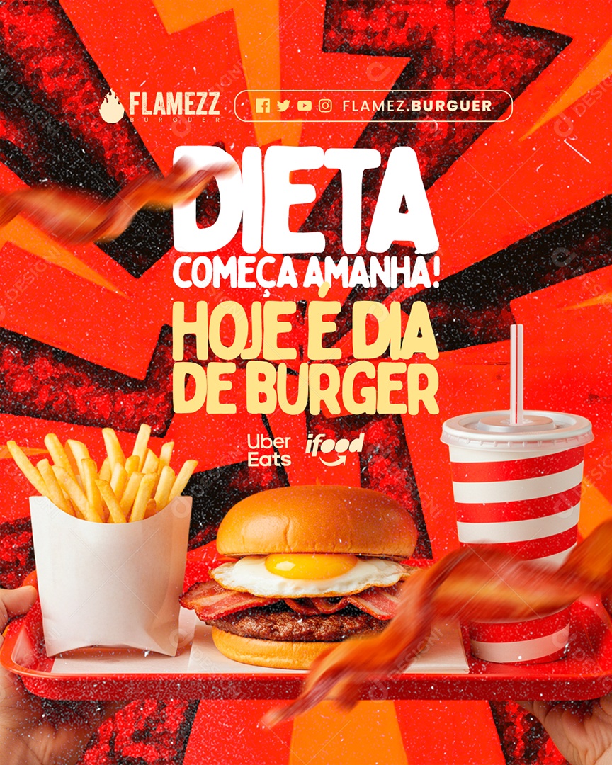 Hamburgueria Dieta Começa Amanhã Social Media PSD Editável